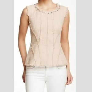 Rebecca Taylor Studded Tweed Boucle Peplum Top size 6